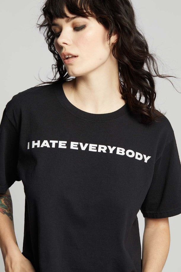 I Hate Everybody Crop Tee - Black