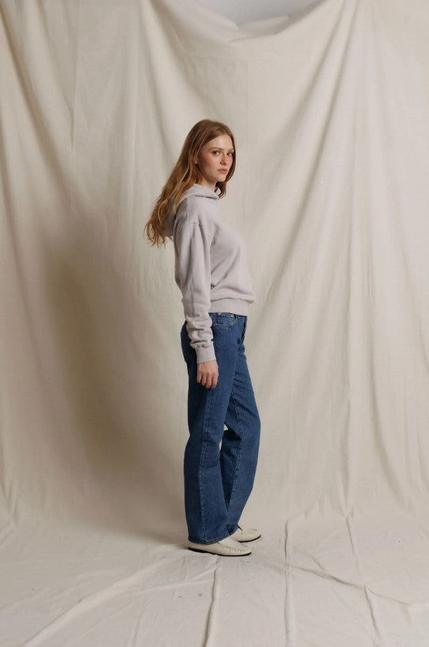 Heart Fleece Hoodie - Cloud Gray