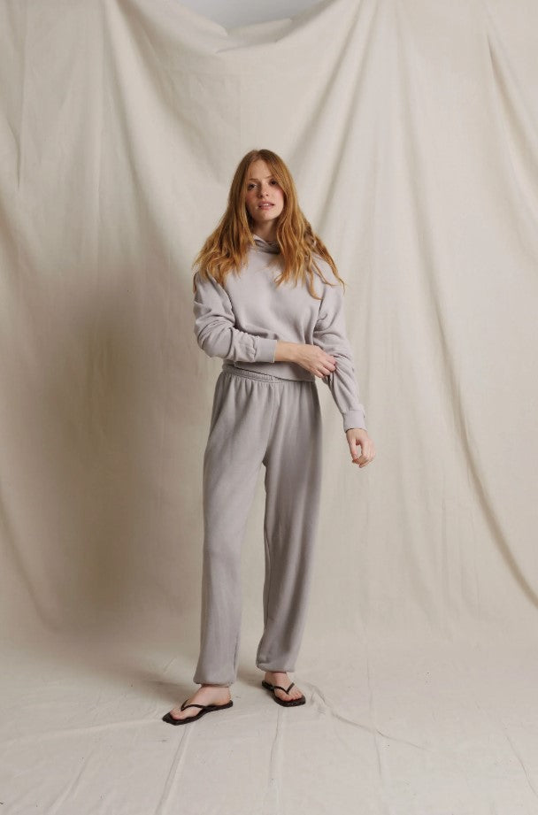 Heart Fleece Hoodie - Cloud Gray