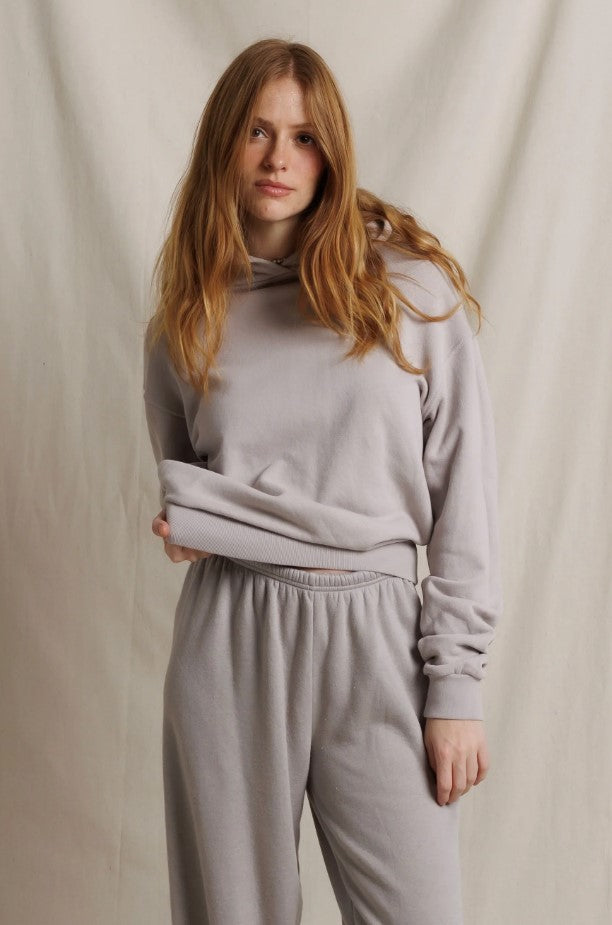 Heart Fleece Hoodie - Cloud Gray