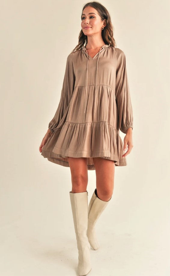 Heather Satin Dress - Mocha