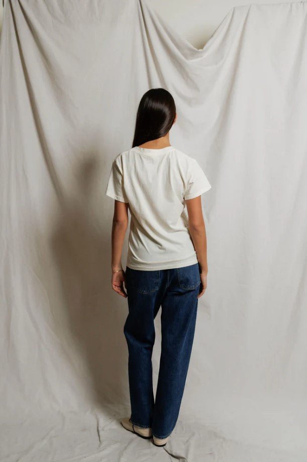Hendrix Boxy V Neck Tee - Bright Ivory - Jaffi's