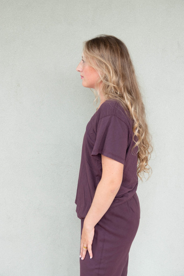 Hendrix Boxy V Neck Tee - Cherry Lacquer - Jaffi&