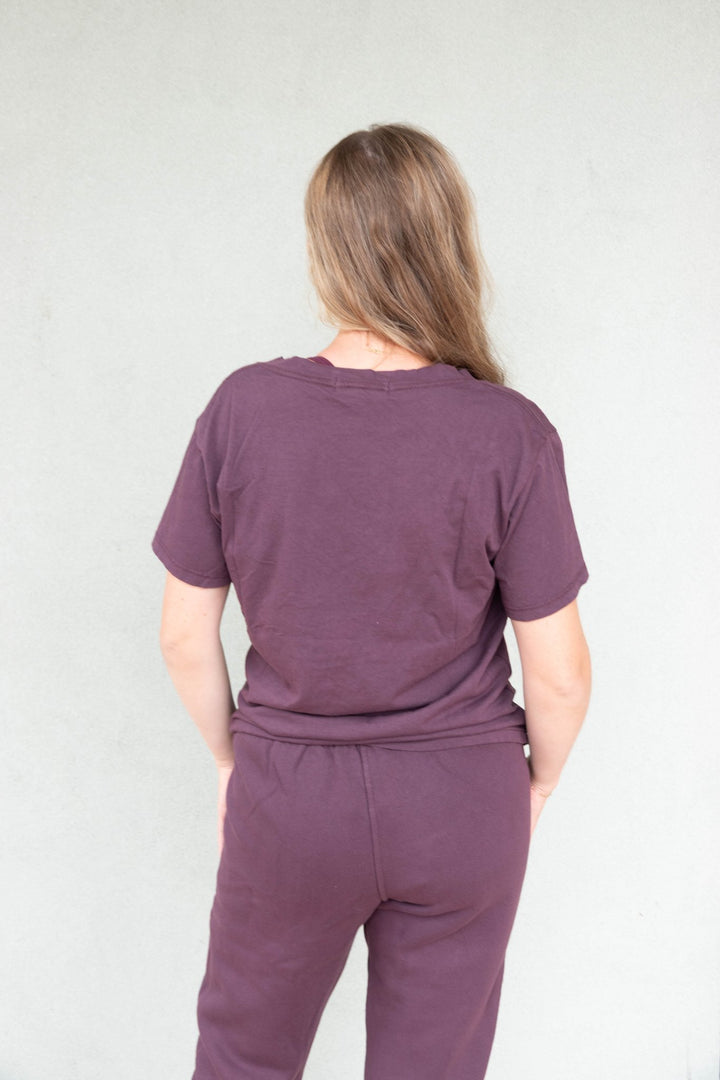 Hendrix Boxy V Neck Tee - Cherry Lacquer - Jaffi&