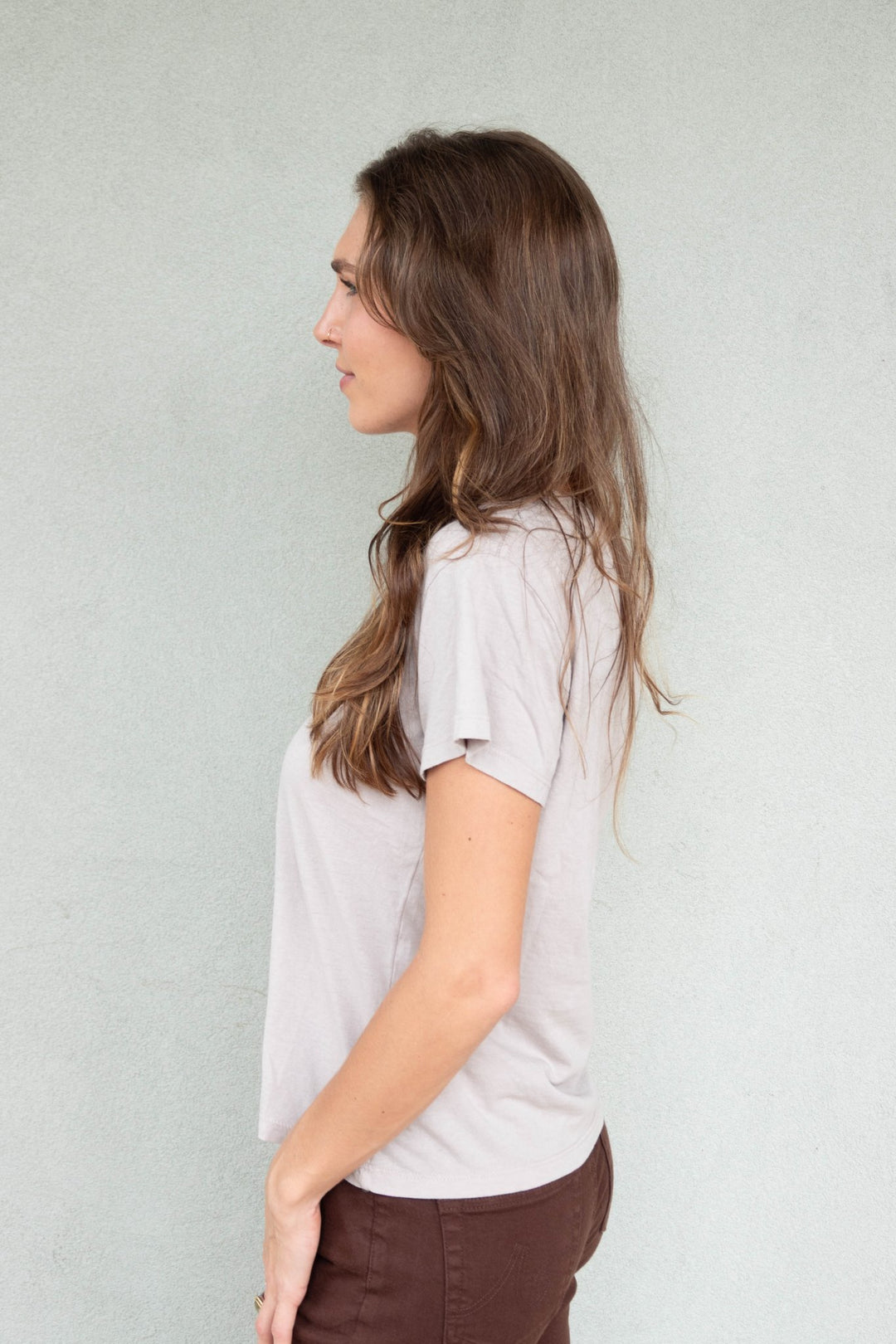 Hendrix Boxy V Neck Tee - Cloud Gray - Jaffi&