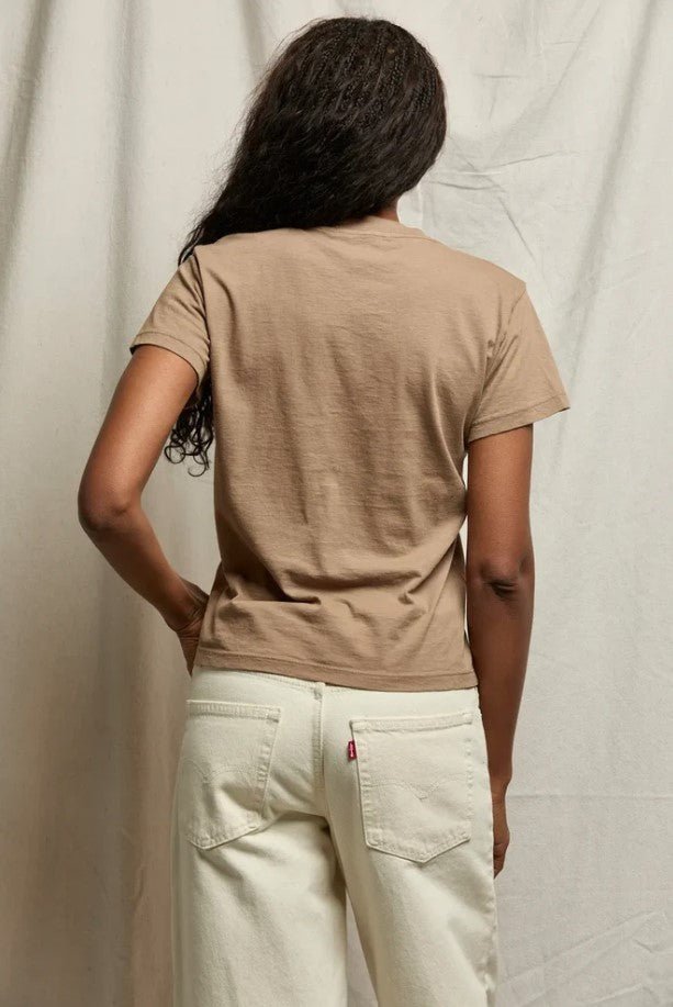 Hendrix Boxy V Neck Tee - Mocha - Jaffi's