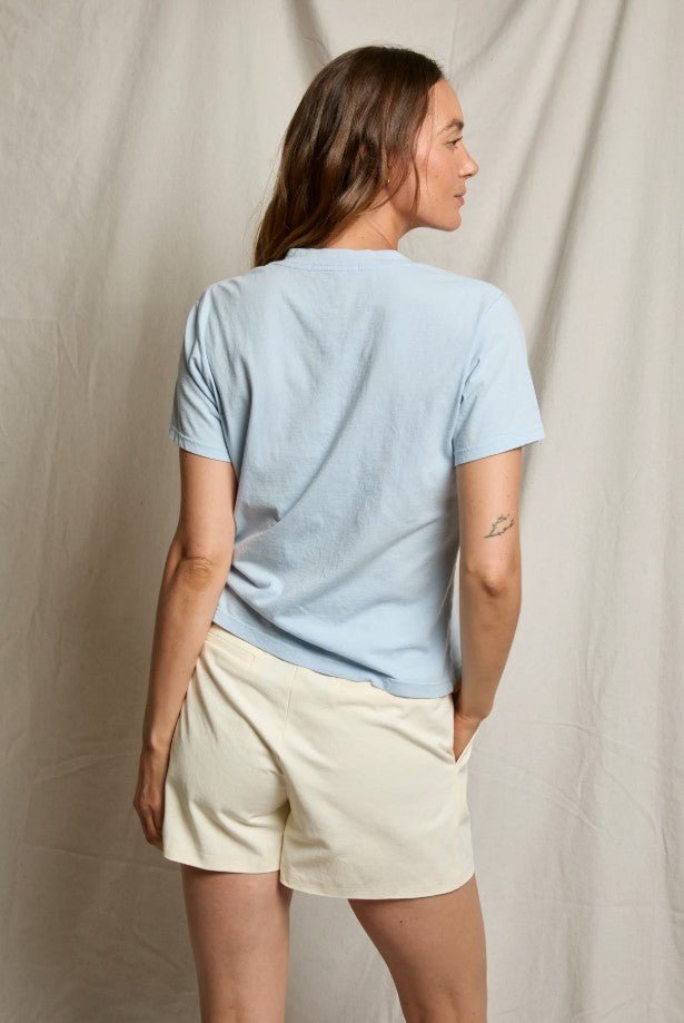 Hendrix Boxy V Neck Tee - Powder Blue - Jaffi's