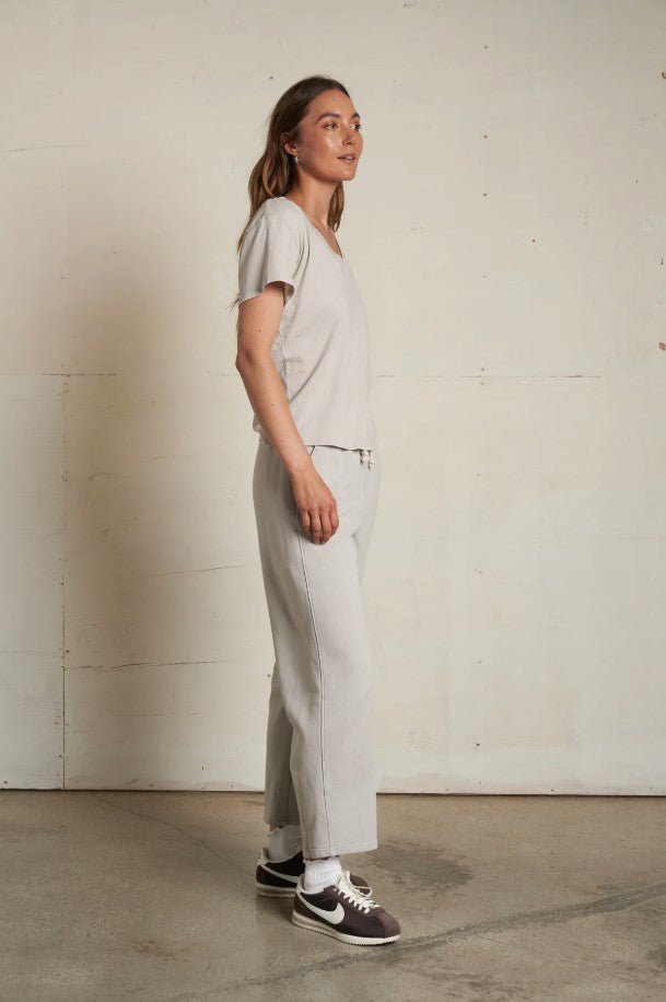 Hendrix Boxy V Neck Tee - Silver - Jaffi's