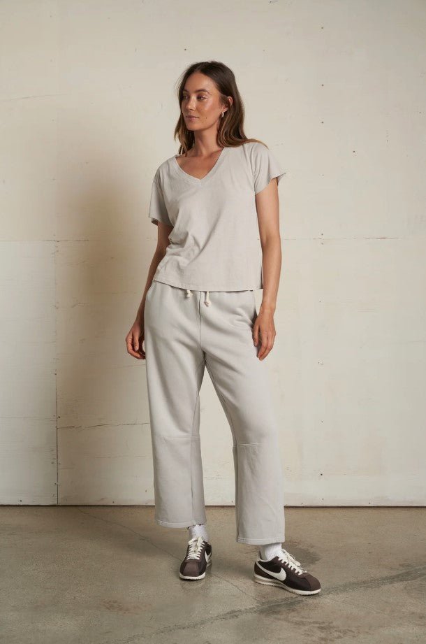 Hendrix Boxy V Neck Tee - Silver - Jaffi's