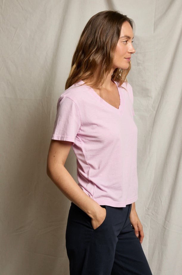 Hendrix Boxy V Neck Tee - Sugar Pink - Jaffi's