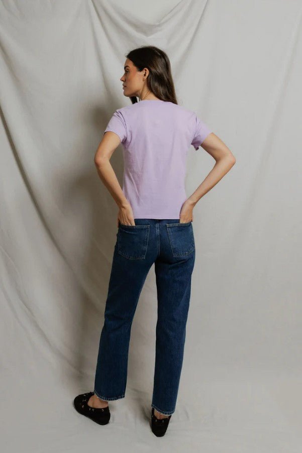 Hendrix Boxy V Neck Tee - Ultraviolet - Jaffi's