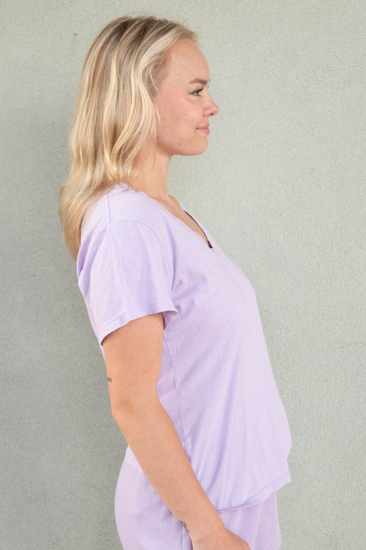 Hendrix Boxy V Neck Tee - Ultraviolet - Jaffi's