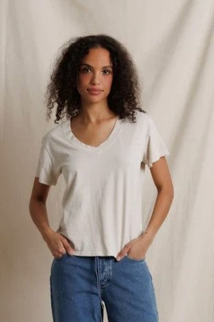 Hendrix Boxy V Neck Tee - Whitecap Grey - Jaffi&