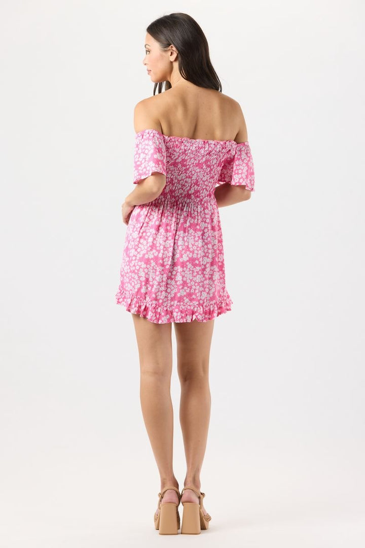 Hendrix Mini Dress - Scattered Daisy Raspberry - Jaffi's