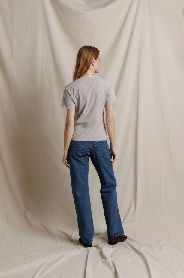 Hendrix Boxy V Neck Tee - Cloud Gray