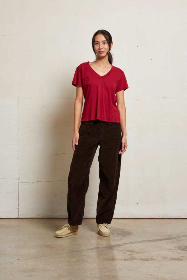 Hendrix Boxy V Neck Tee - Maple