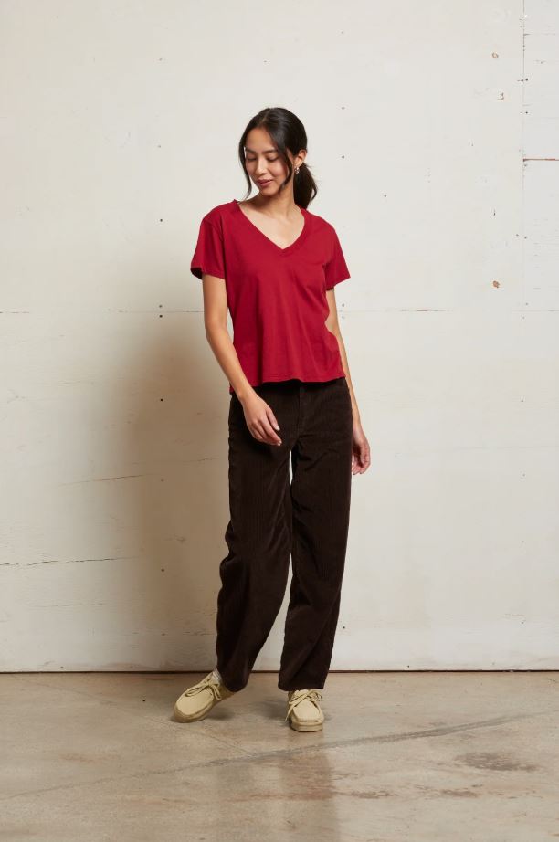 Hendrix Boxy V Neck Tee - Maple