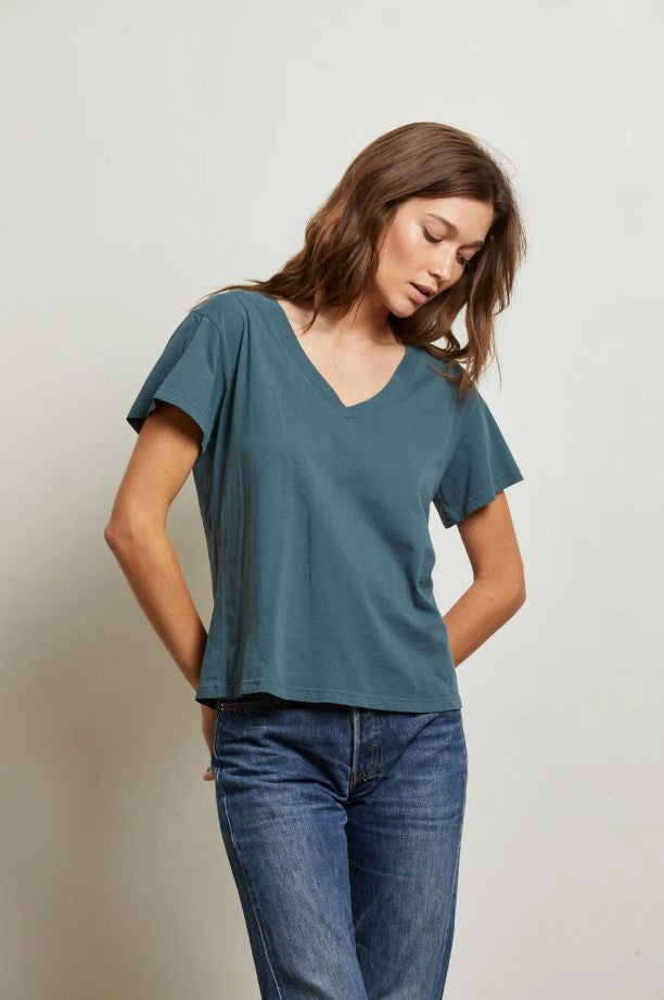 Hendrix Boxy V Neck Tee - Slate