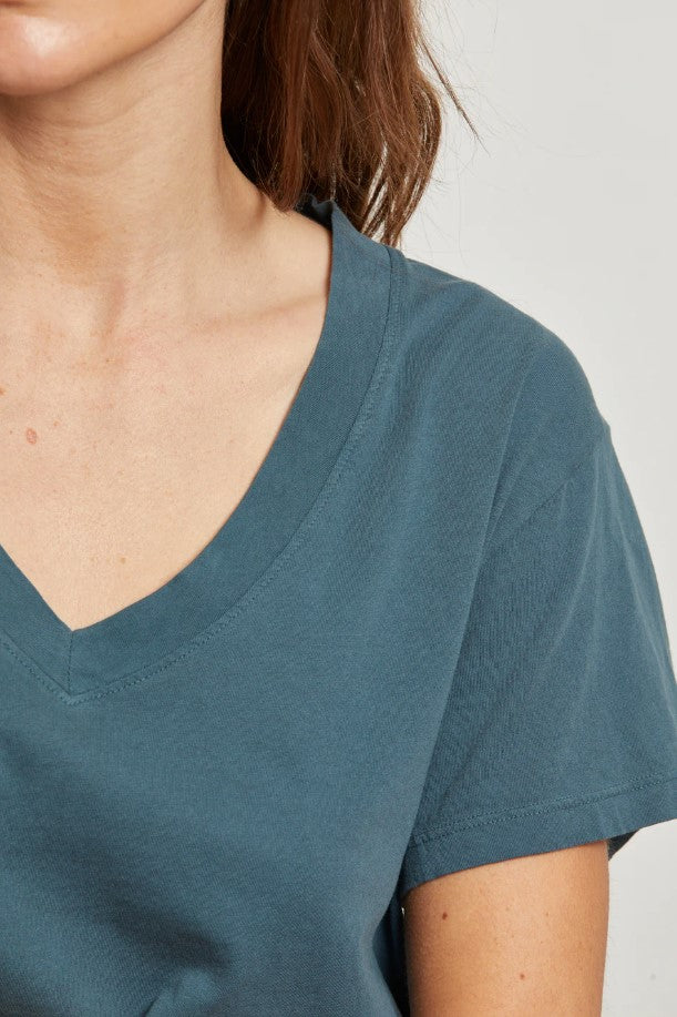 Hendrix Boxy V Neck Tee - Slate