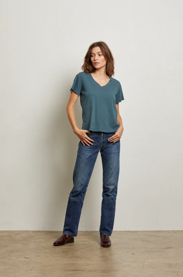 Hendrix Boxy V Neck Tee - Slate