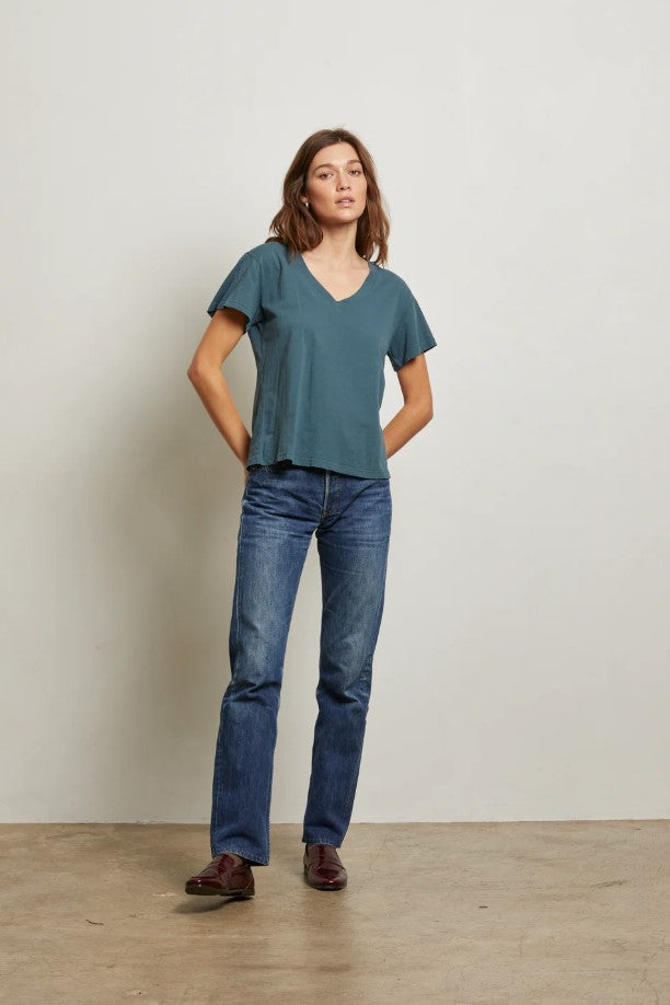 Hendrix Boxy V Neck Tee - Slate