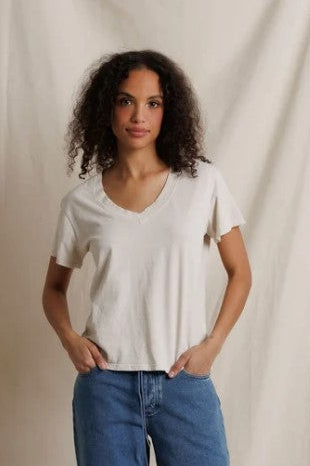 Hendrix Boxy V Neck Tee - Whitecap Grey