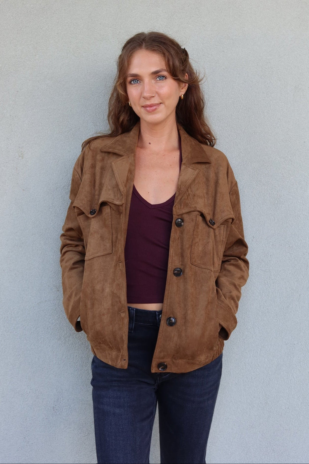 Henry Faux Suede Jacket - Walnut - Jaffi's