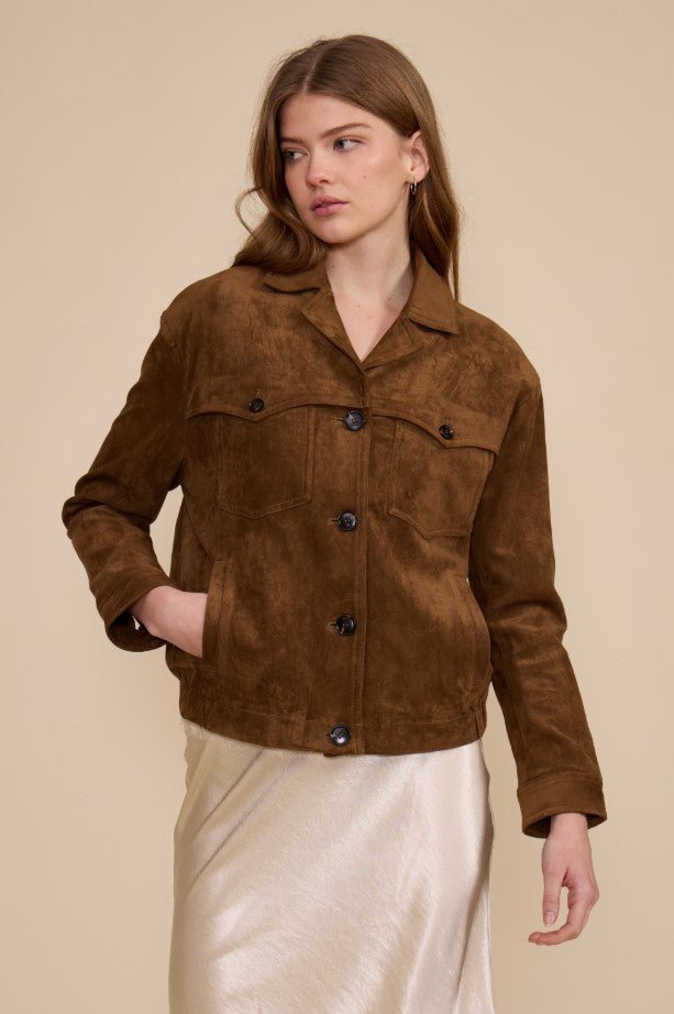 Henry Faux Suede Jacket - Walnut - Jaffi&