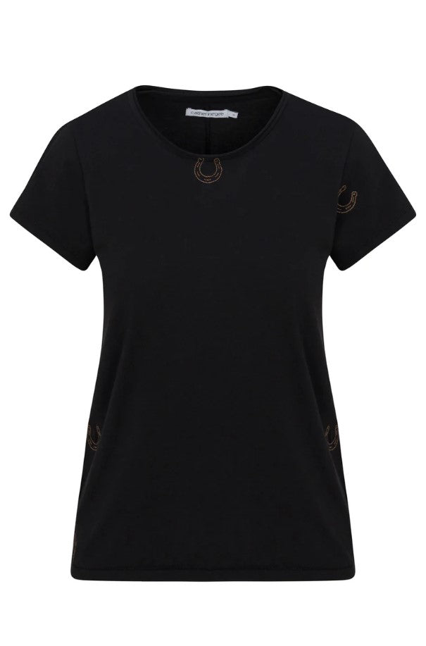 Embroidered Horseshoe Tee - Black