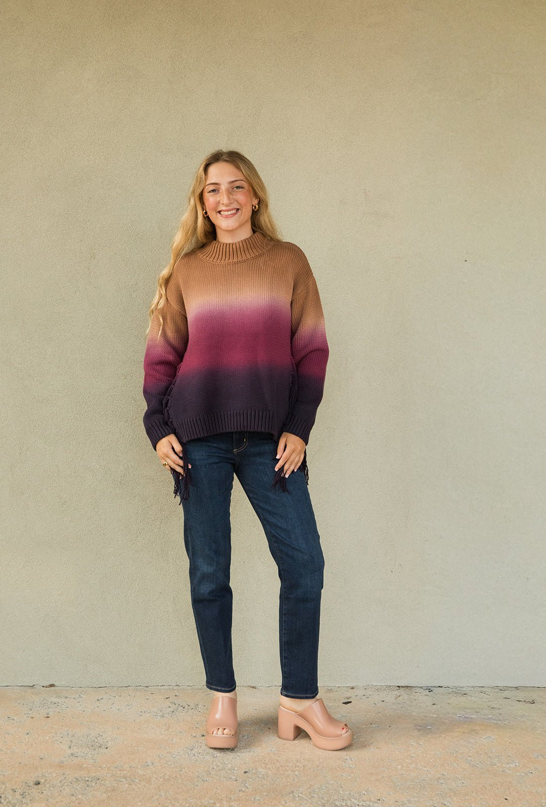 Houston Mock Neck Sweater - Whole Grain Ombre - Jaffi&