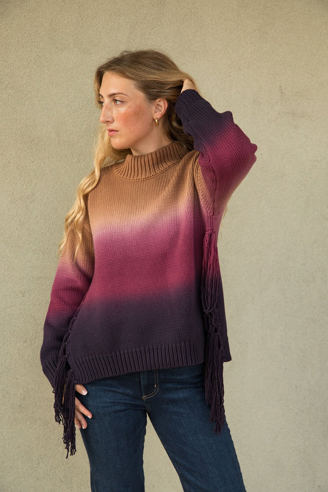 Houston Mock Neck Sweater - Whole Grain Ombre - Jaffi&