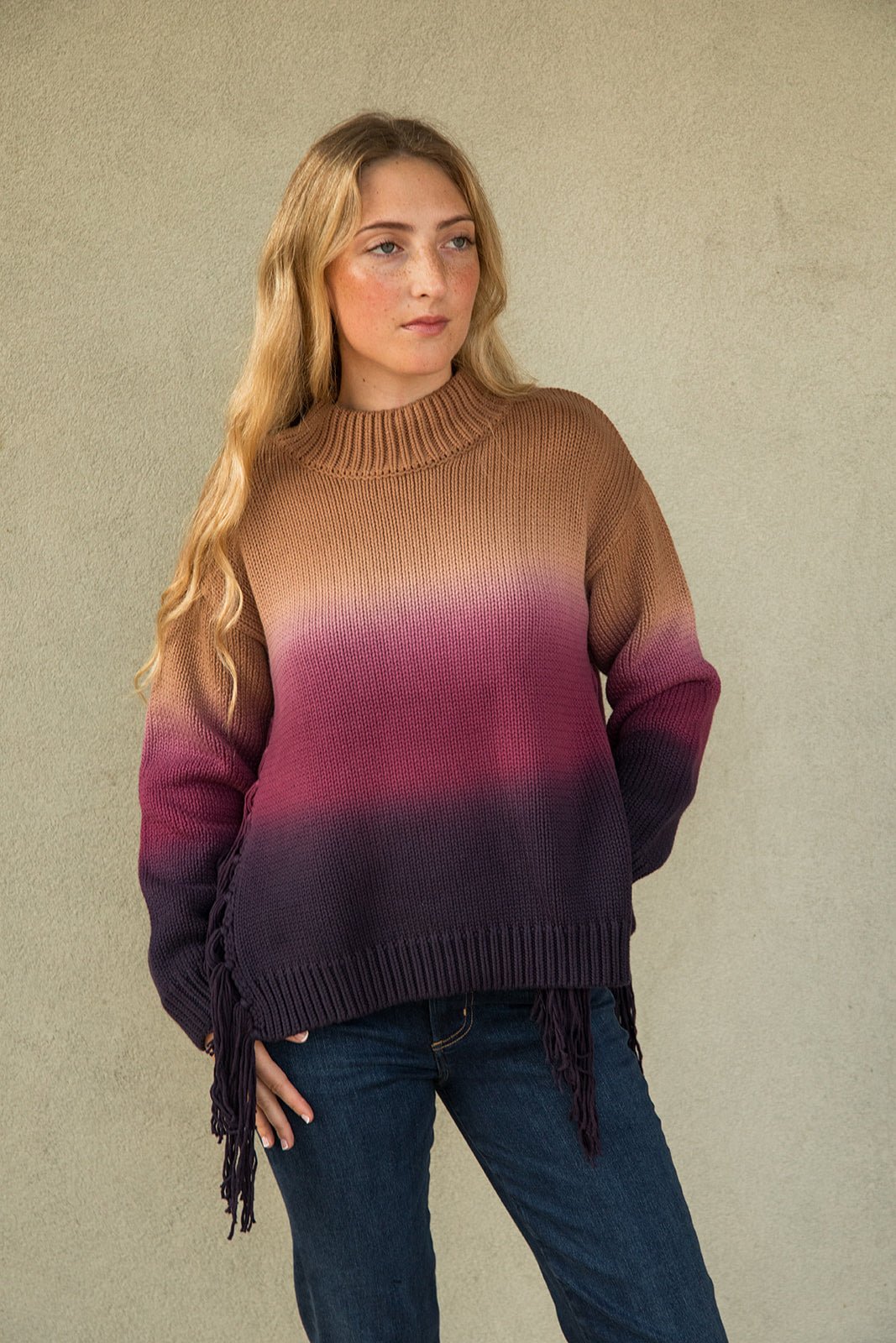 Houston Mock Neck Sweater - Whole Grain Ombre - Jaffi's