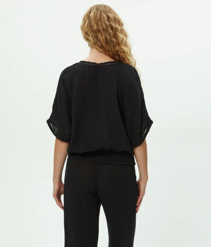 Imani Cropped Dolman Sleeve Top - Black - Jaffi's