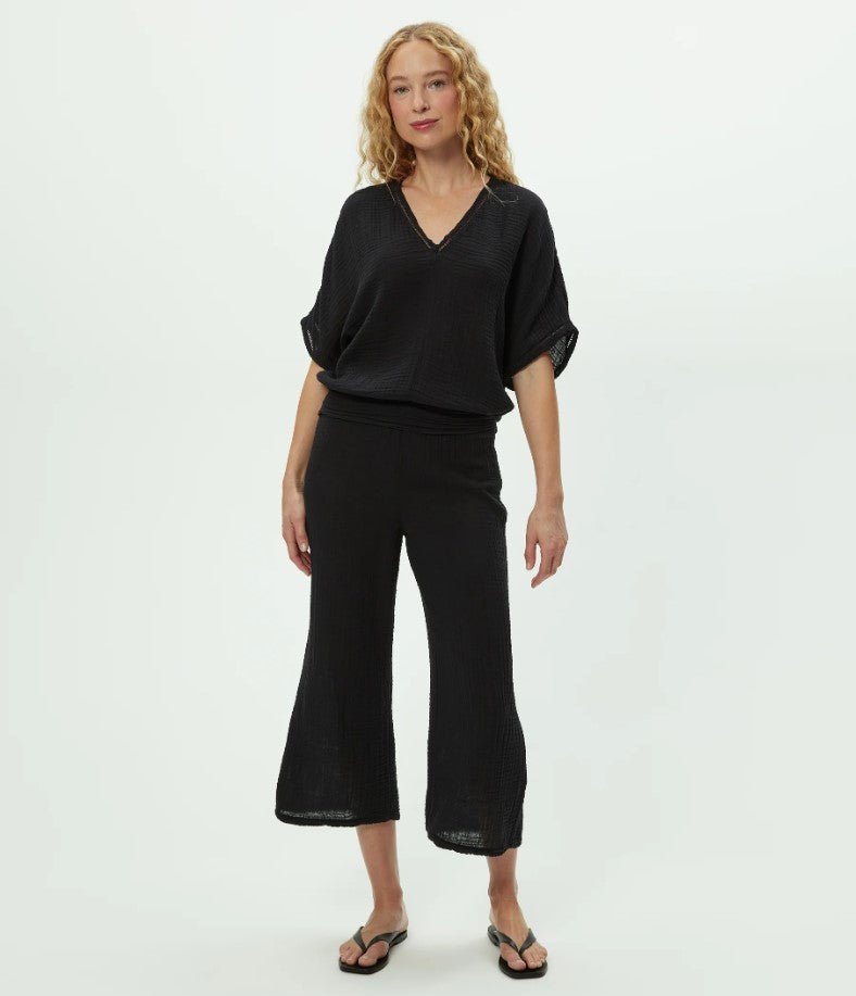 Imani Cropped Dolman Sleeve Top - Black - Jaffi's
