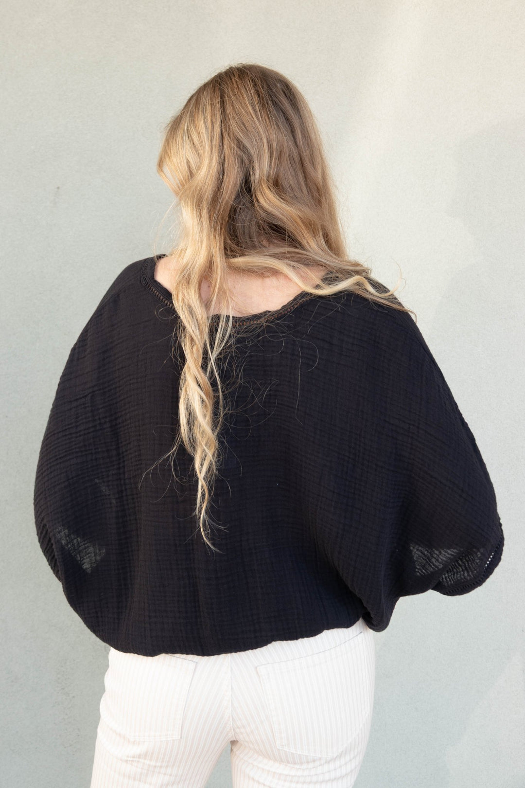 Imani Cropped Dolman Sleeve Top - Black - Jaffi's