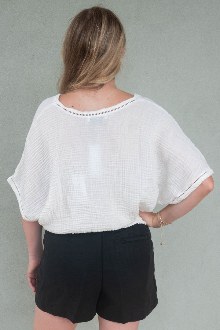 Imani Cropped Dolman Sleeve Top - Chalk - Jaffi's