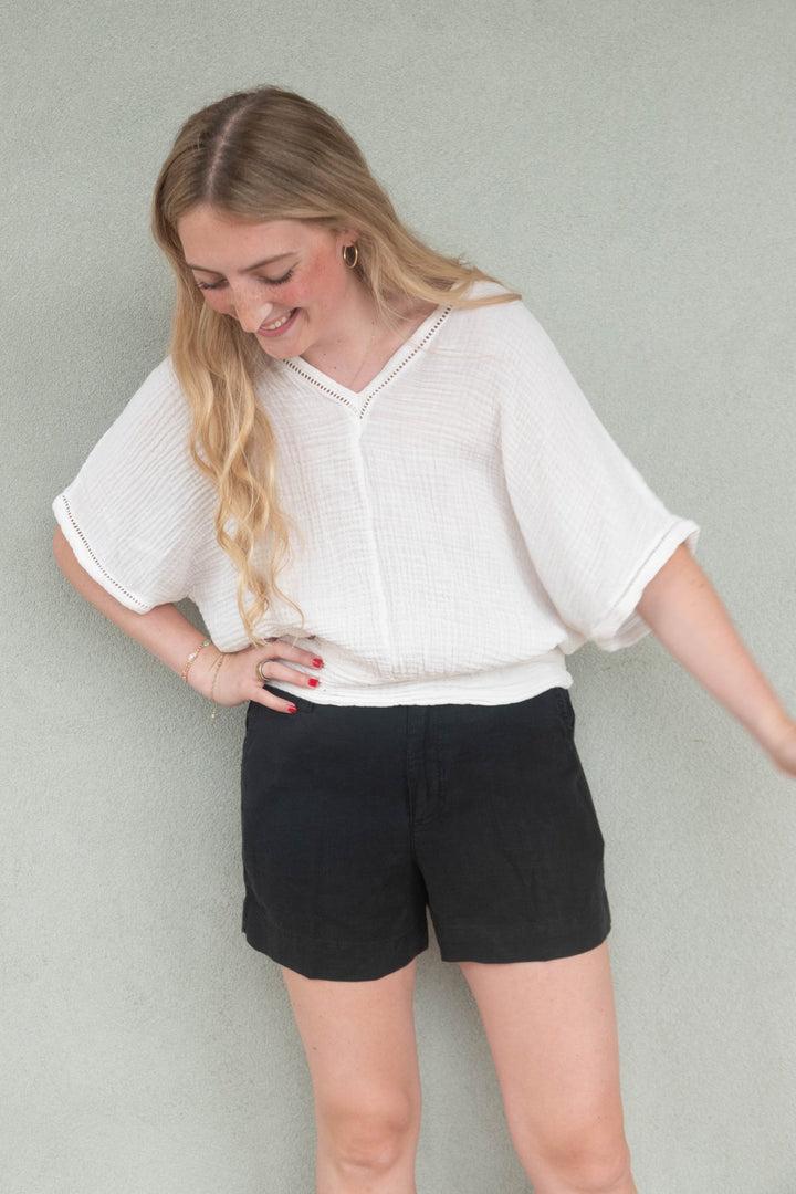 Imani Cropped Dolman Sleeve Top - Chalk - Jaffi's