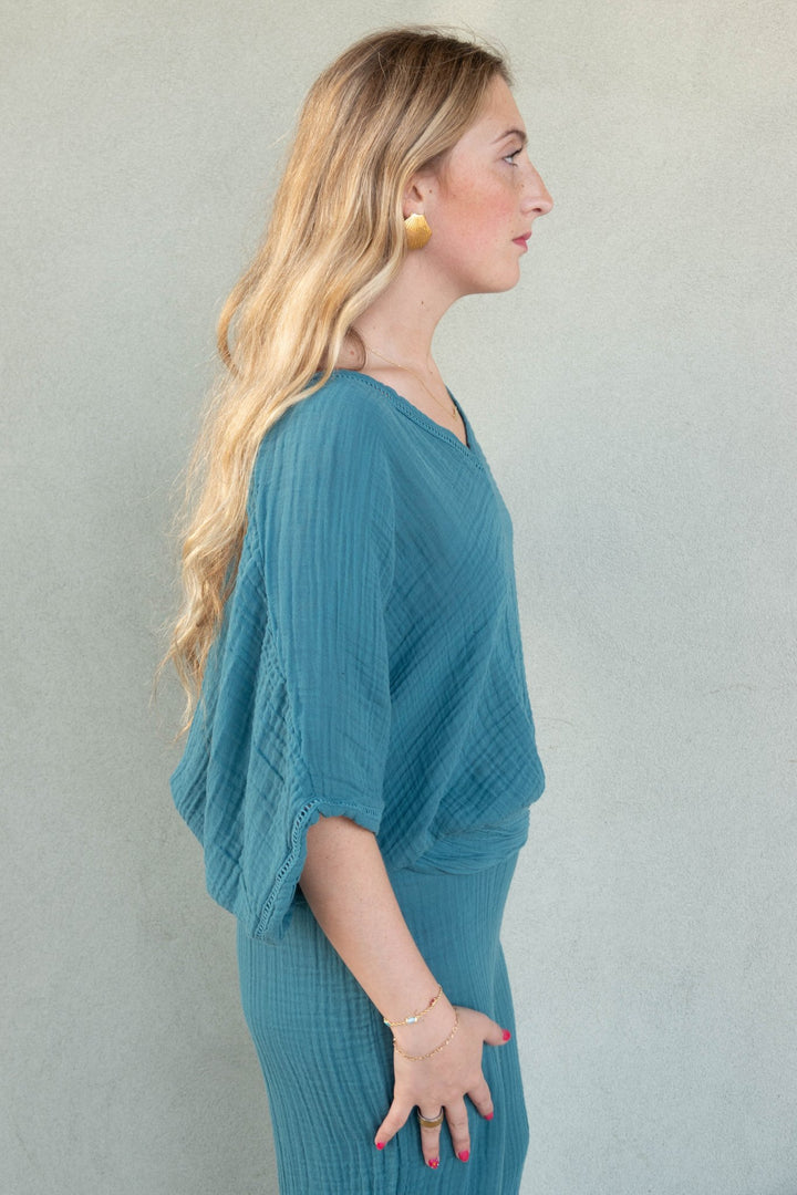 Imani Cropped Dolman Sleeve Top - Glaze - Jaffi's