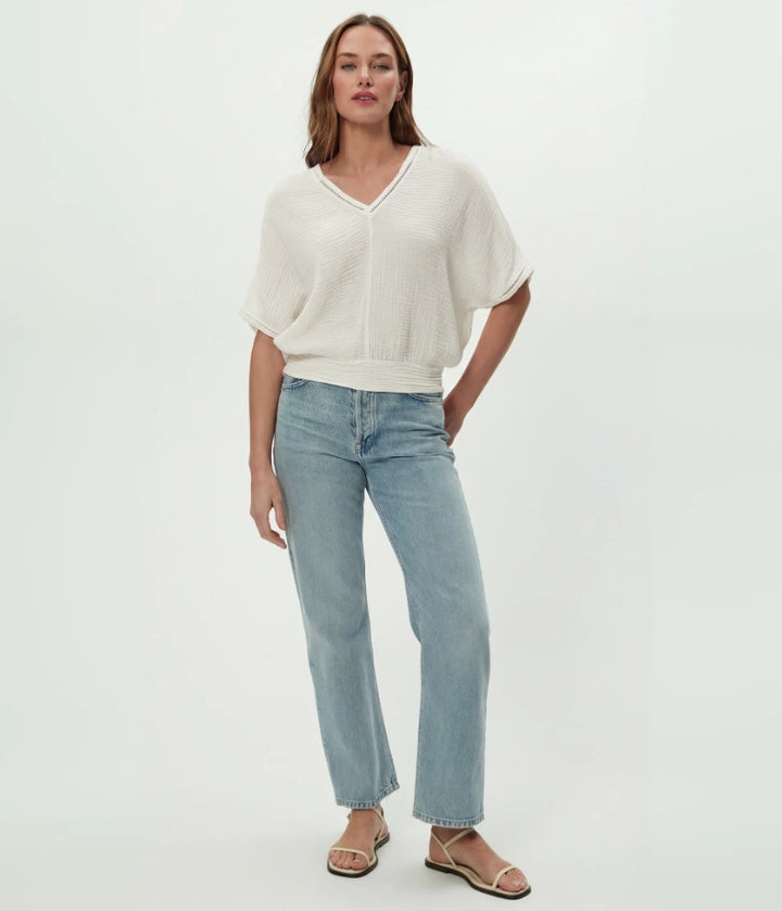 Imani Cropped Dolman Sleeve Top - Chalk