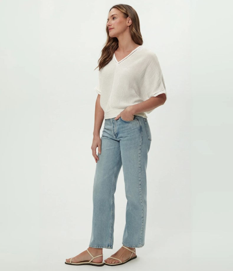 Imani Cropped Dolman Sleeve Top - Chalk
