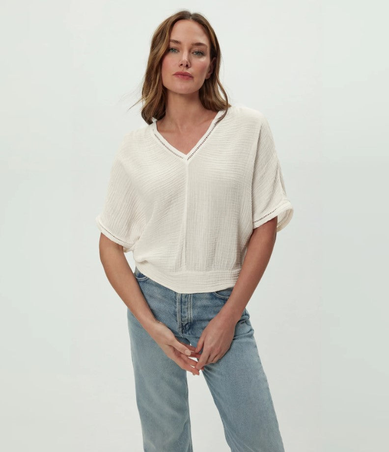 Imani Cropped Dolman Sleeve Top - Chalk