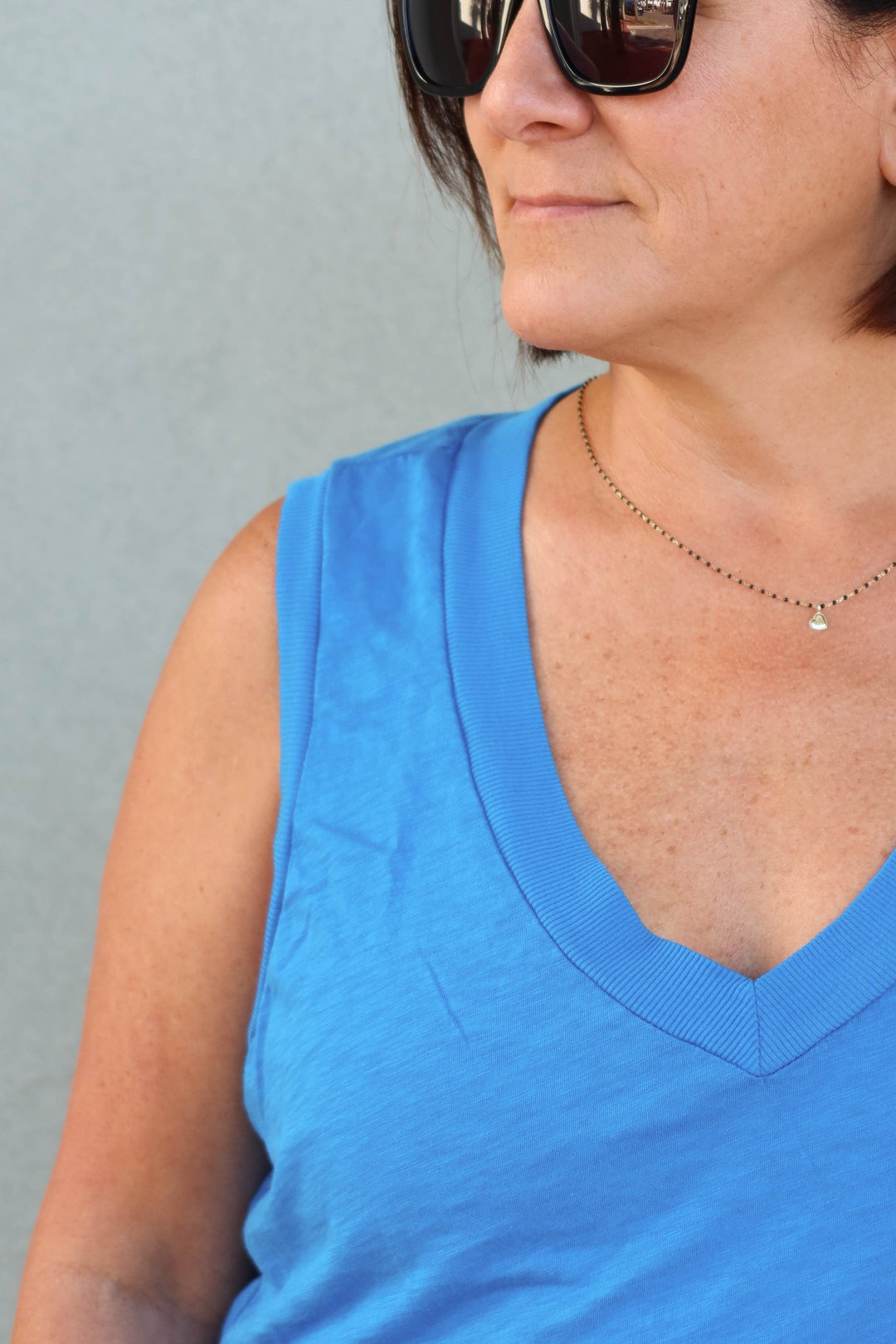 Ira V Neck Tank - Pacific - Jaffi's