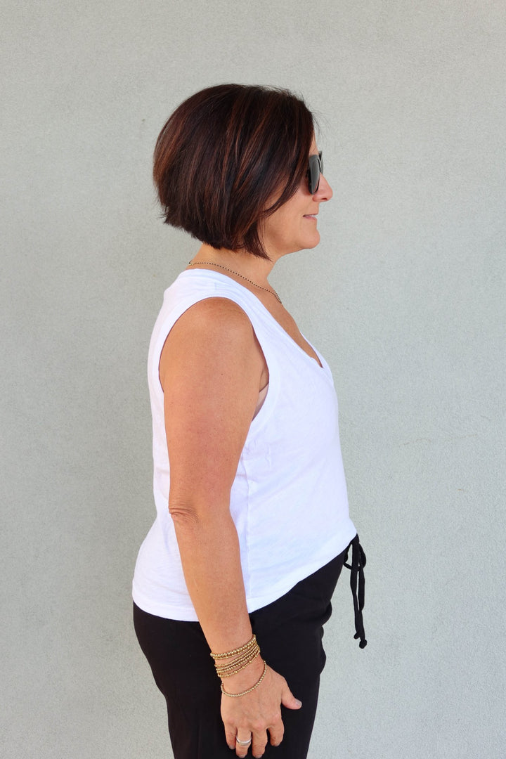 Ira V Neck Tank - White - Jaffi's