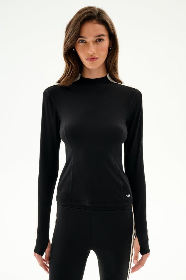Isabelle Airweight Mock Neck - Black/Creme - Jaffi&
