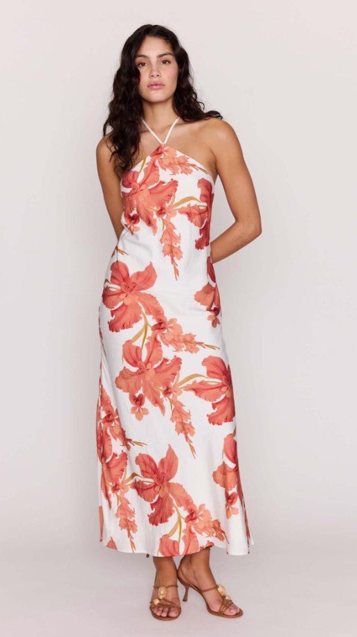 Isla Halter Dress - Peach Hibiscus - Jaffi's