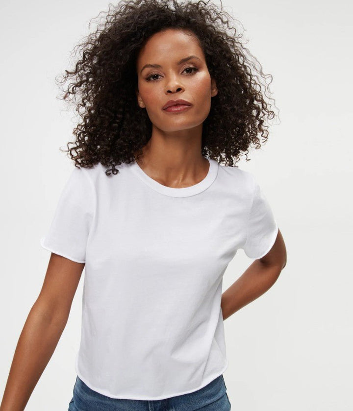 Jackie Crew Neck Tee - White - Jaffi's
