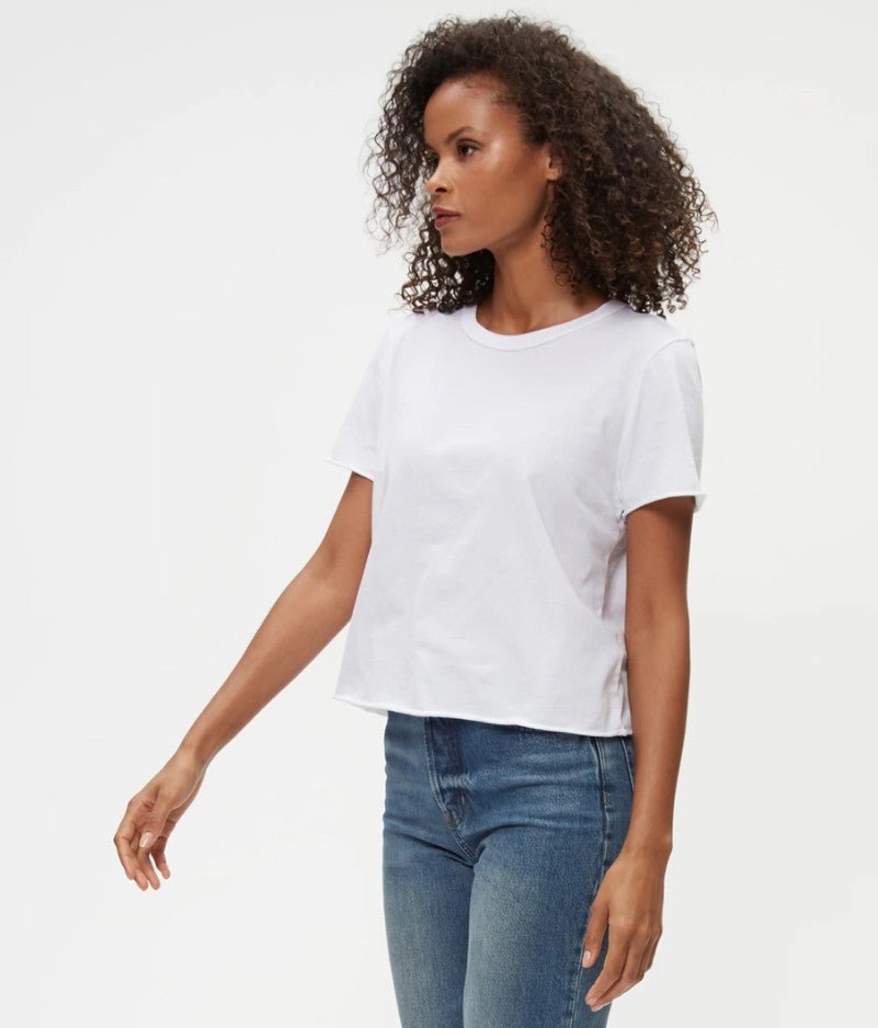 Jackie Crew Neck Tee - White - Jaffi's