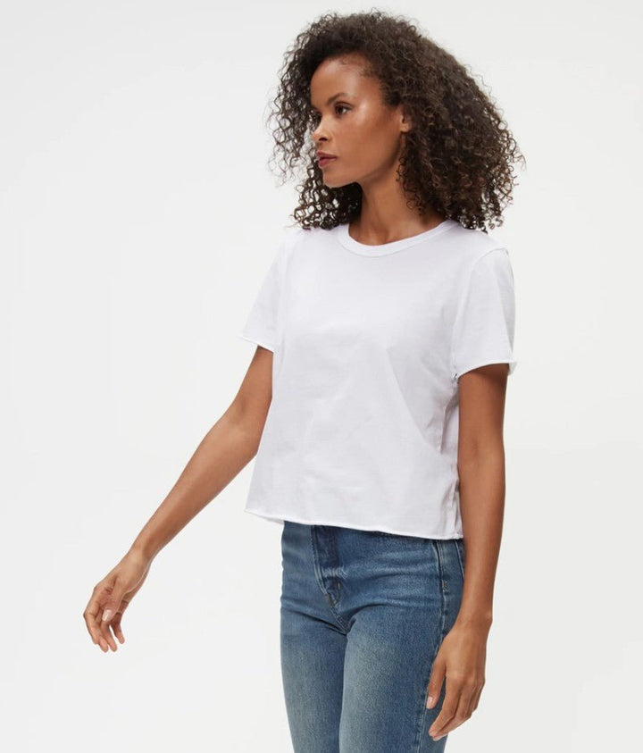 Jackie Crew Neck Tee - White - Jaffi's