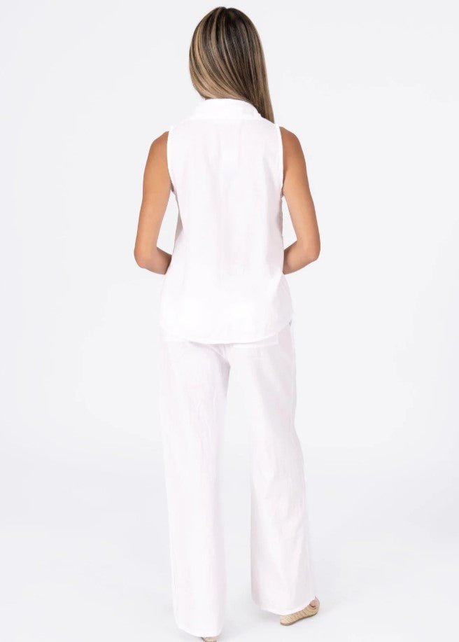 Jackie Sleeveless Blouse - White - Jaffi's