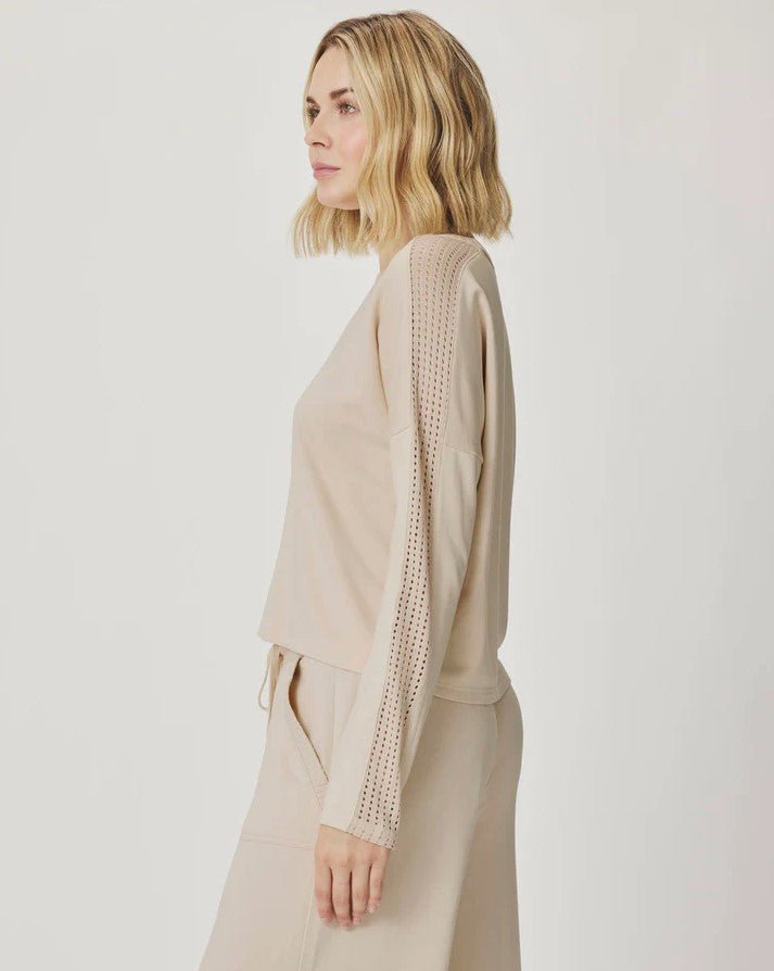 Jada Pointelle Sweatshirt - Light Fawn - Jaffi's
